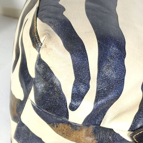 Dooney & Bourke Tri-Color Zebra Leather Strap Designers Shoulder Hobo Bag F23 - Picture 14 of 16